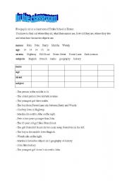 English worksheet: In The Class Room