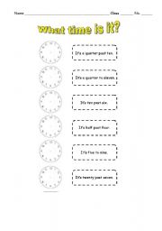 English worksheet: Telling Time