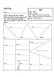 English Worksheet: Plurals Coloring Worksheet