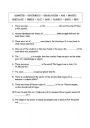 English worksheet: earth vocbulary