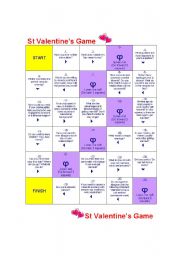 English Worksheet: Valentines Board Game