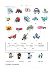 English Worksheet: Means of Transport - pictures