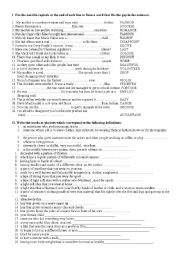 English Worksheet: Vocabulary plus word formation