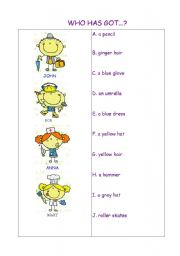 English Worksheet: Who has got?