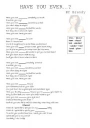 English Worksheet: Have you ever...? By Brandy (song)