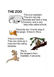 English Worksheet: The zoo