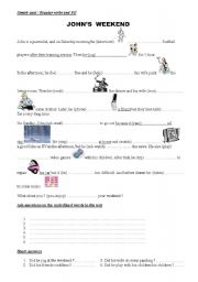 English Worksheet: Johns weekend