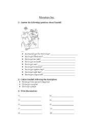 English Worksheet: Have got for children Monsters Inc drawings