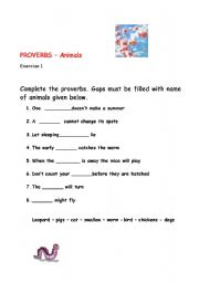 English worksheet: Proverbs - animals