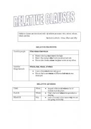 English Worksheet: Relative clauses