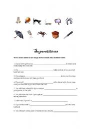 English Worksheet: Superstitions Picture Match