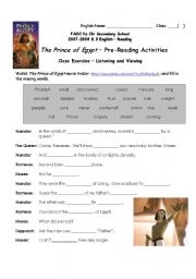 English Worksheet: The Prince of Egypt - Cloze Exercise