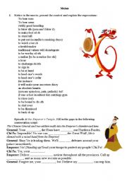 English Worksheet: Mulan the movie