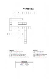 English Worksheet: Numbers crossword