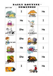 English Worksheet: daily routine_dominoes