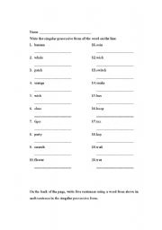 English Worksheet: Singular Possessive Nouns