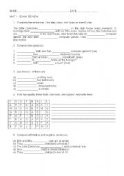 English Worksheet: exam review