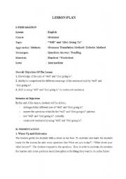 English Worksheet: Will / Be Going To Future
