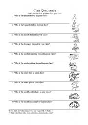 English Worksheet: Superlative questionare