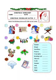 English Worksheet: Christmas Vocabulary - Match -2