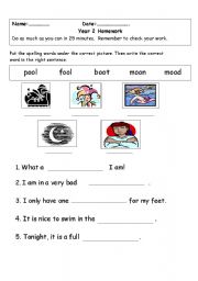 English Worksheet: made at my school to teach year two spelling pattern