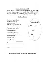 English Worksheet: rhyming patterns
