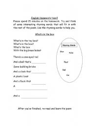 English worksheet: rhyming patterns