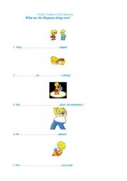 English Worksheet: the Simpsons Present Continuous