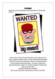 English Worksheet: Crime - Wanted!