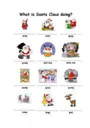 English Worksheet: What is Santa doing?