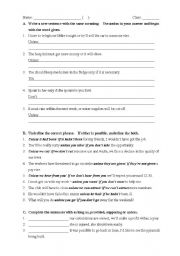 English Worksheet: Conditional