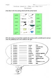 English Worksheet: Vocabulary - cooking