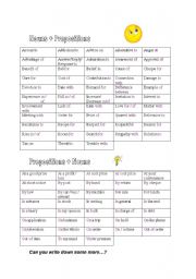 Nouns + Prepositions