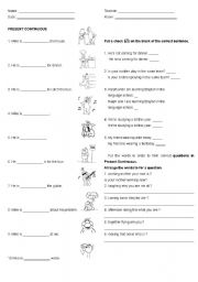 English Worksheet: Present Continuous Test