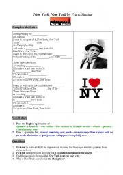 English Worksheet: New York New York by Franck Sinatra