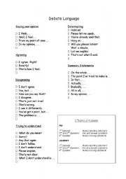 English Worksheet: Debate Language