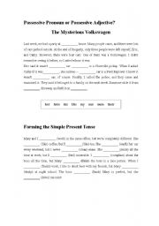 English Worksheet: Grammar: Possessive Pronoun or Possesive Adjective?