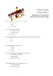 English Worksheet: Forrest Gump Movie quiz! (part 1)