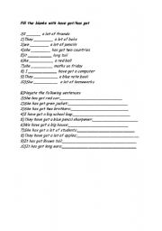 English Worksheet: have got-has got