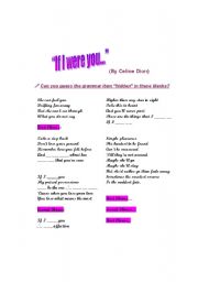 English worksheet: If I were you- Celine Dion