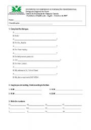 English worksheet: Teste 