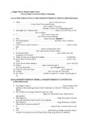 English Worksheet: Simple Past vs Present Perfect Tense