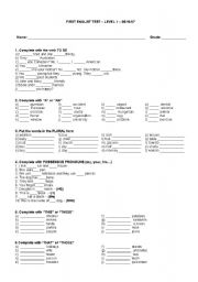 English Worksheet: Test 1
