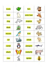 English Worksheet: ANIMAL DOMINOES