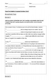 English worksheet: grammer revision