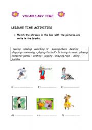 English Worksheet: leisure time activities