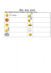 English Worksheet: How are you ?  Im (happy, fine, sad...).