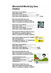 English Worksheet: Wonderful World ( by Sam cooke)