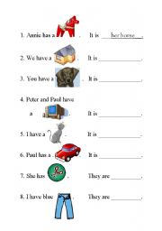 English Worksheet: Possessive adjectives 