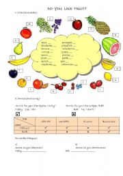 English Worksheet: fruit survey